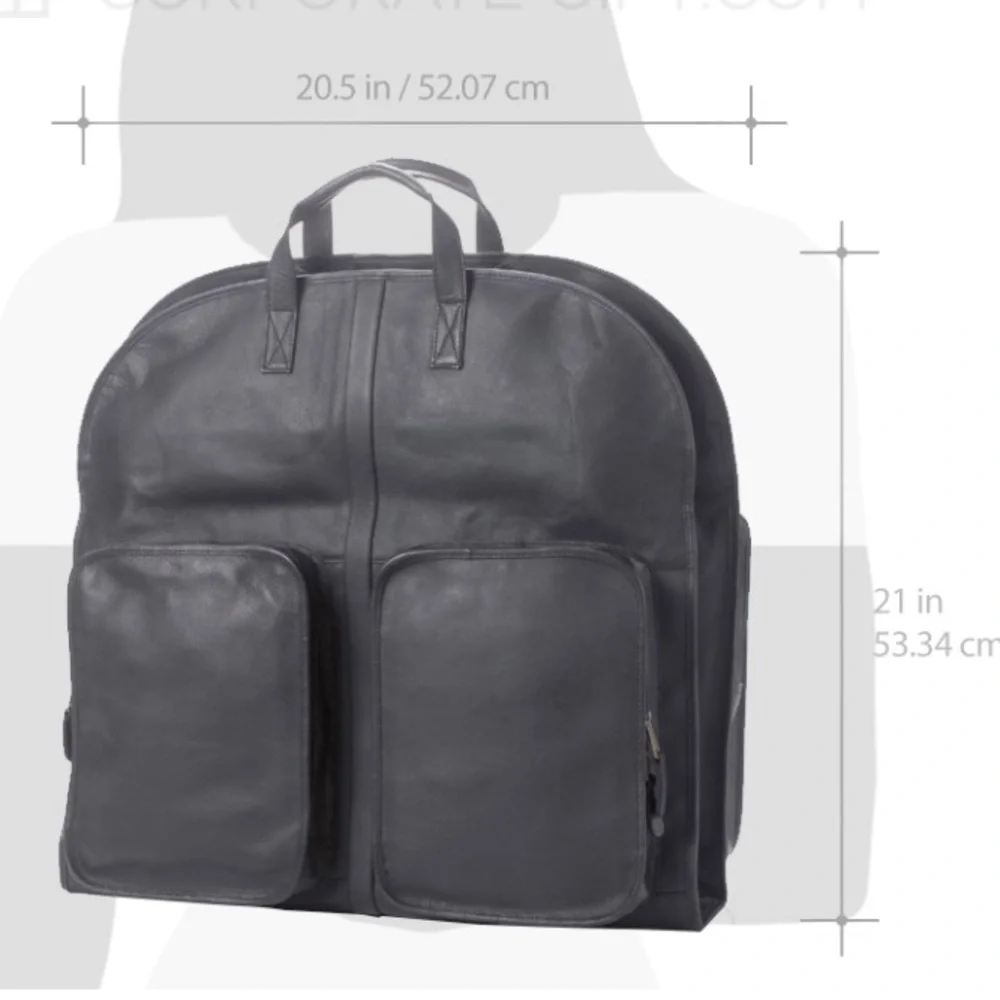 Clava Slim‎ Leather Black Garment Bag - Men's Travel Carry Case